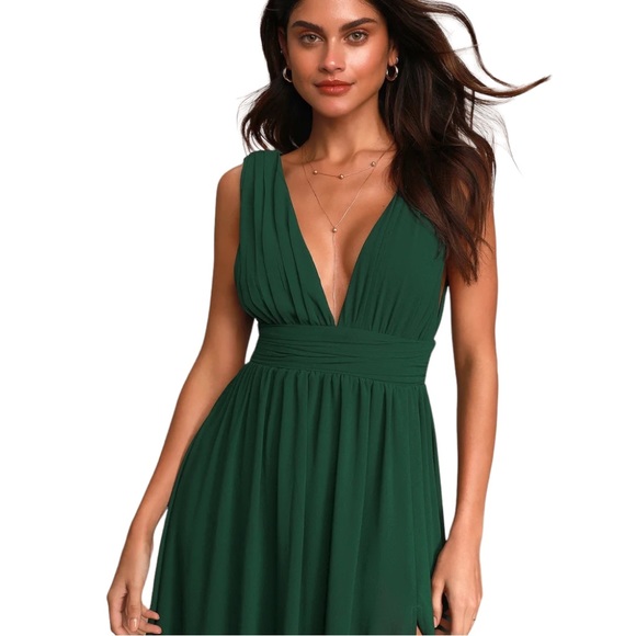 New! Lulus Heavenly Hues Forest Green Maxi Dress - Picture 3 of 12